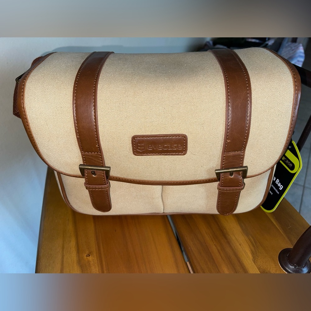 Evecase Camera Bag Tan Canvas Belt Bag or Crossbody Eve Case